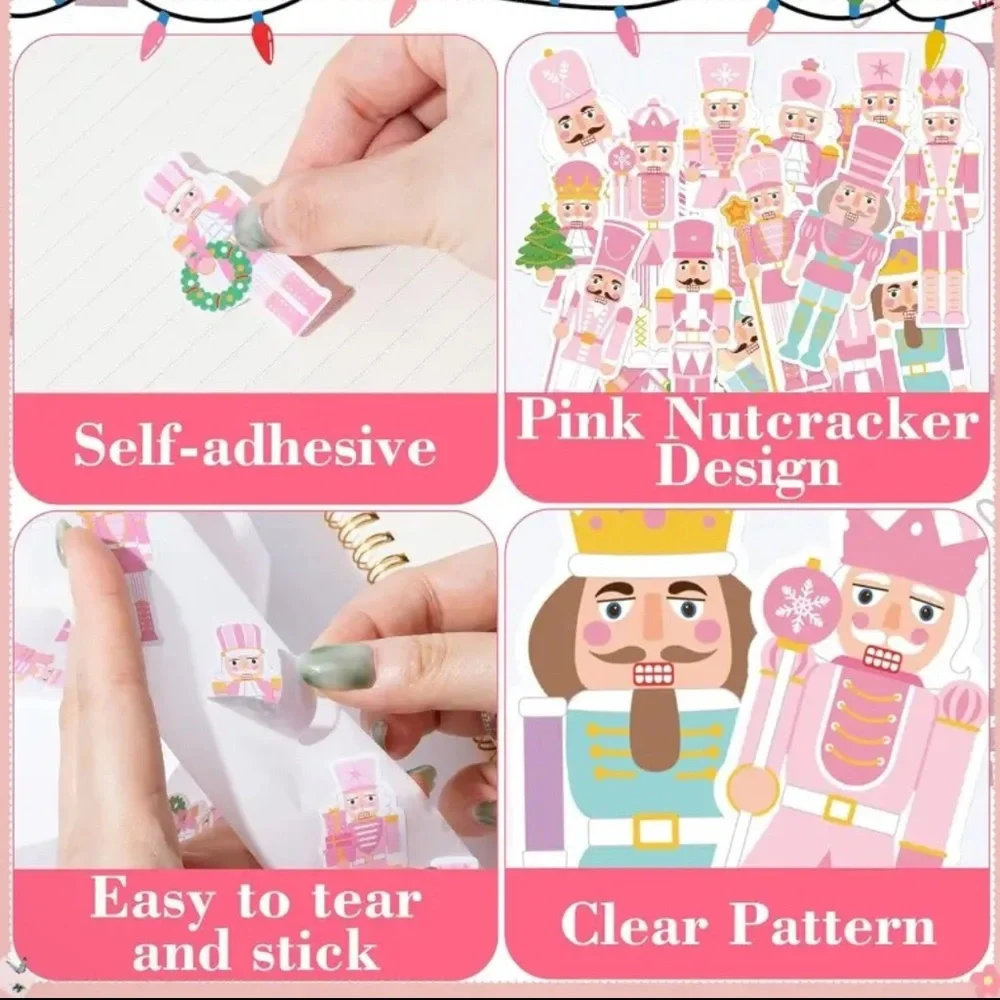 500pc Pink Nutcracker Sticker Roll